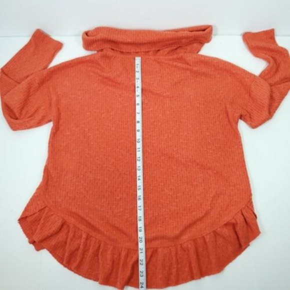 Anthropologie Maeve Extra-Small Addie Ruffled Hacci Sweater Orange Pointelle EUC - Picture 4 of 9